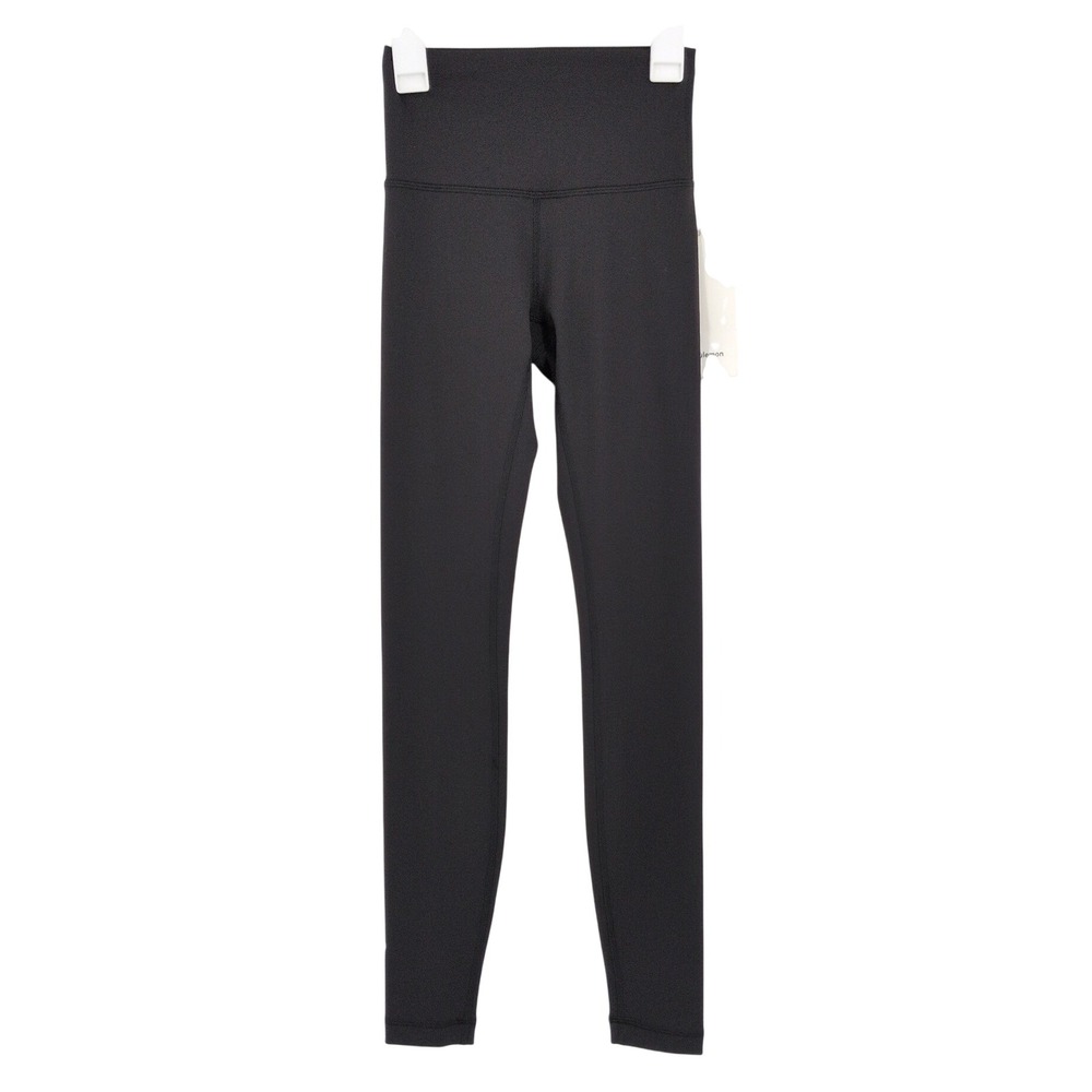 Lululemon Black Wunder Train HR Tight Leggings Stretch Athleisure LA Logo Size 2